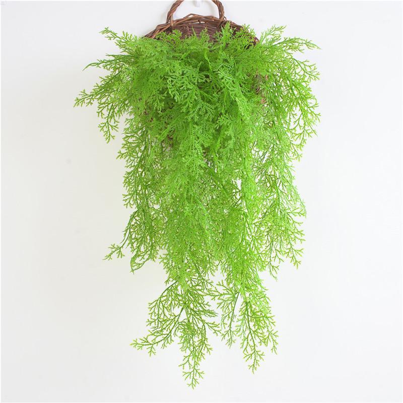 

88CM Real Touch Artificial Wall Hanging Plant Artificial Pine Needles Home Decoration Balcony Decorattion Flower Basket1, Green