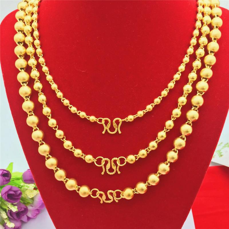 

925 Sterling Silver Gilt Craftsmanship Necklace for Men Women Wedding Engagement Jewelry Matte Sand Bead Necklace Jewelry Gift