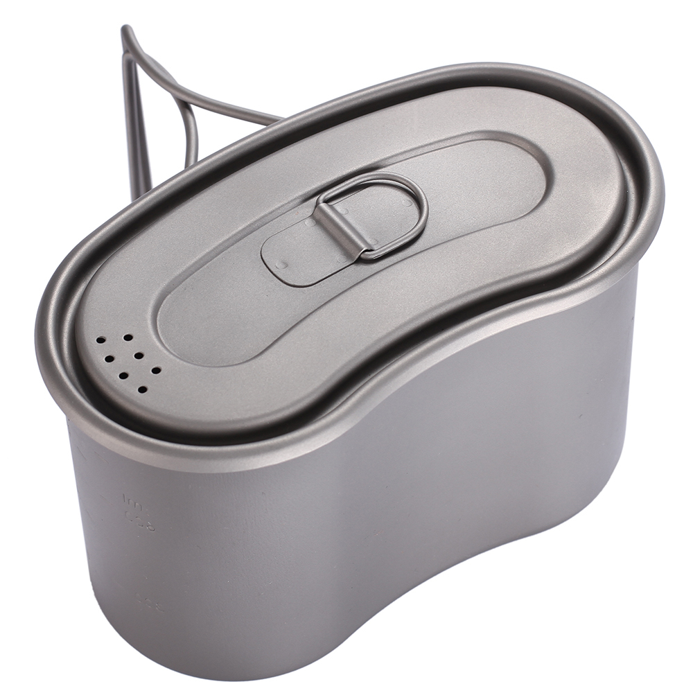 

TOAKS Titanium Military Lunch Box Titanium Canteen Cup with Lid Backpacking Titanium Military Pot 950ml T200902