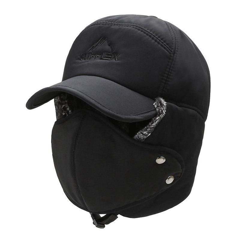

TYD Trend Winter Thermal Bomber Hats Men Women Fashion Ear Protection Face Windproof Ski Cap Velvet Thicken Couple Hat, Dark blue