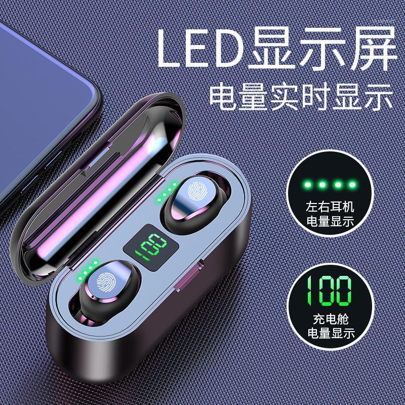 

Bluetooth Earphone Digital Display Touch Control Wireless Headset TWS5.0 Binaural Headphones Phone Holder and Charger1, Black