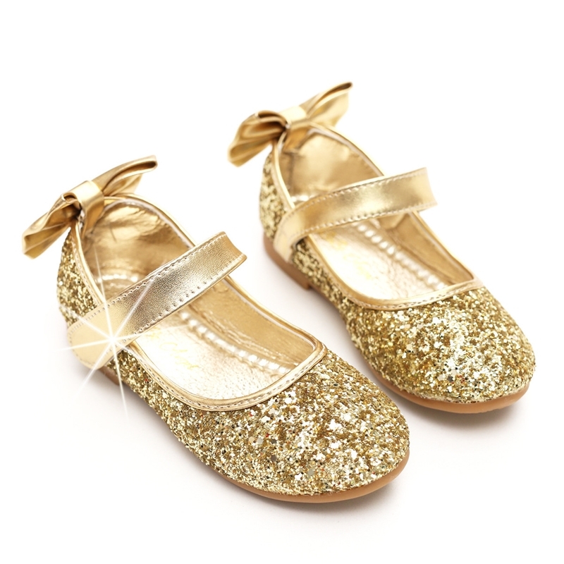 

Baby Toddler Girl Gold Silver Glitter Party Ballet Flats Toddler Sequins Glittering Show Princess Dress Shoes 201130