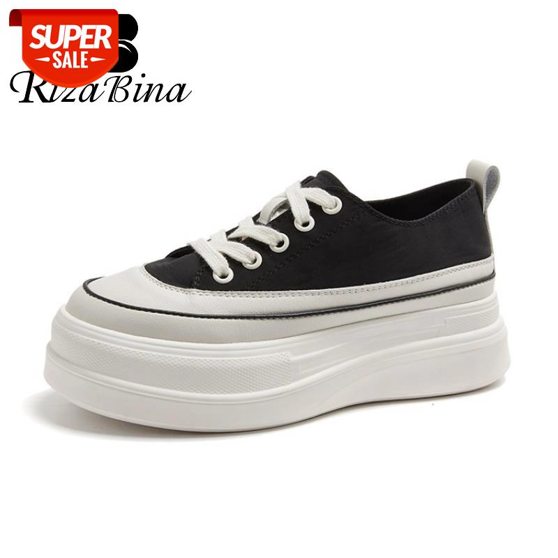 

RIZABINA Size 34-39 Women Sneakers Fashion Platform Thick Bottom Shoes Woman Cross Strap Casual Daily Lady High Heel Footwear #363V, Black