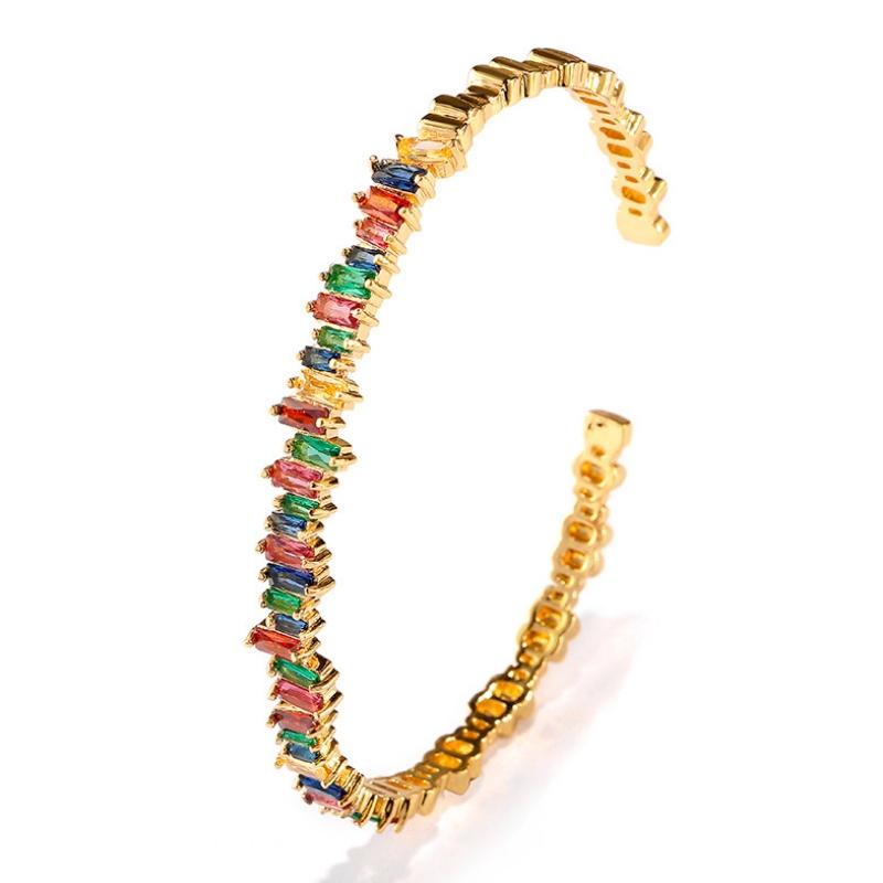 

Bohemian Gold filled Rainbow CZ Stone Bangles For Women Fashion Jewelry Charm Copper firework cz Bracelet
