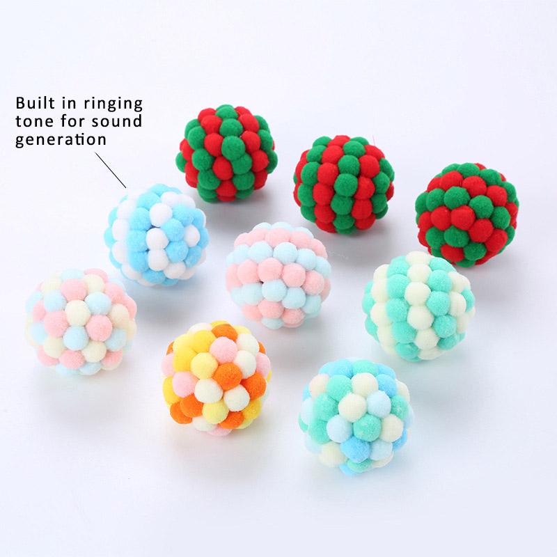 

5.5CM 1Pcs Throwing Toys Self-excited Ball Handmade Bouncy Ball with Bell Cat Interactive Toy Dog Cat Toy