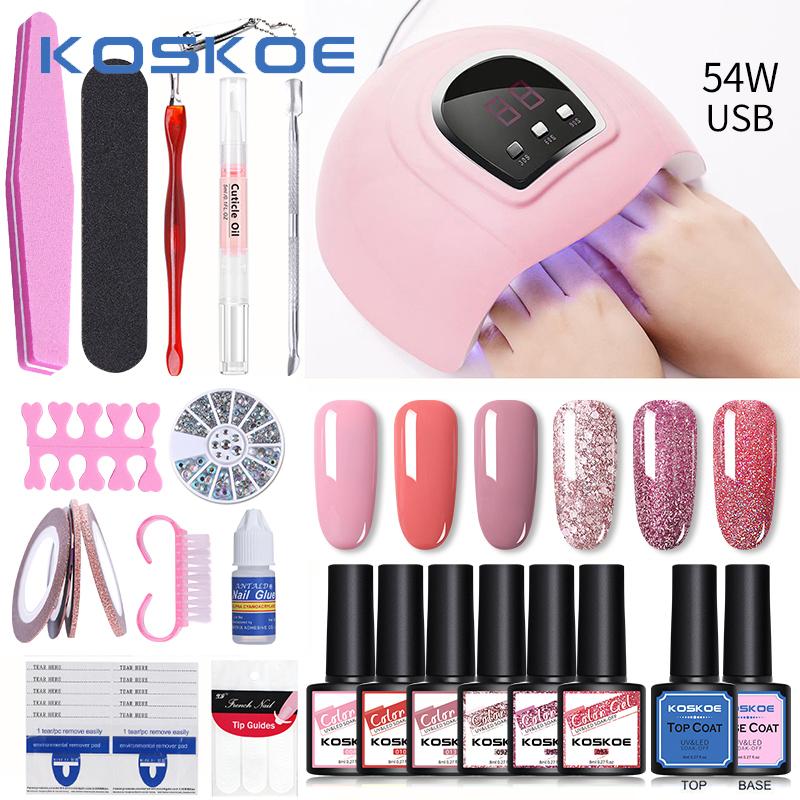 

KOSKOE Nail Set 36/54W Dryer Lamp For Manicures 6/10Pcs Gel Nail Polish Soak Off Gel Varnish Kit Nails Tool Professional Set