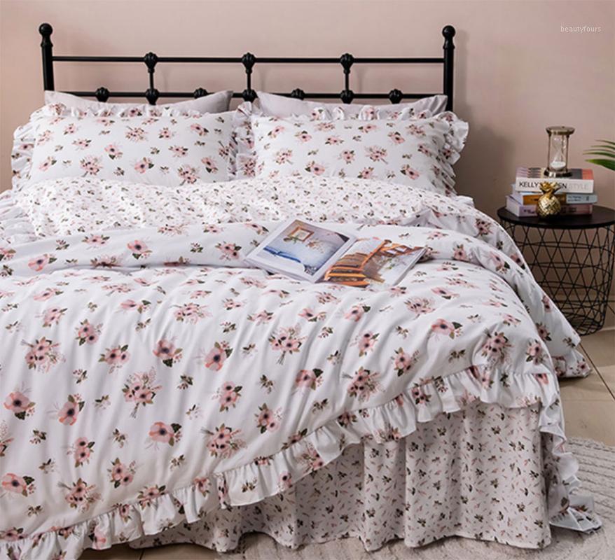 

Pastoral floral bedding set teen girl, full queen king cotton single double home textile bedspread pillow case duvet cover1, Picture color