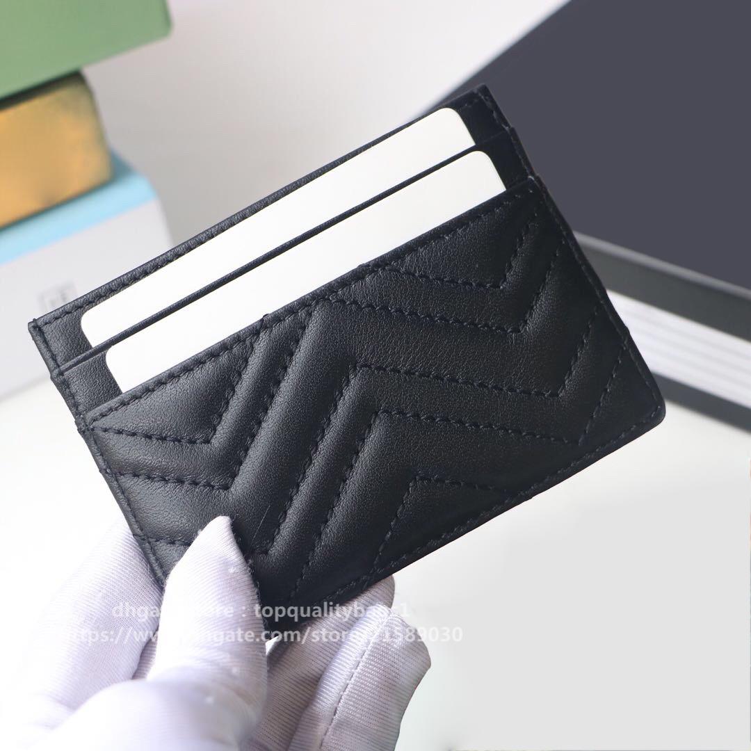 

2020 New Top quality designer card bag with box Luxury Genuine Leather women and Mens Classic letter Card Holder 10x7cm 233166 Free Shipin, Black