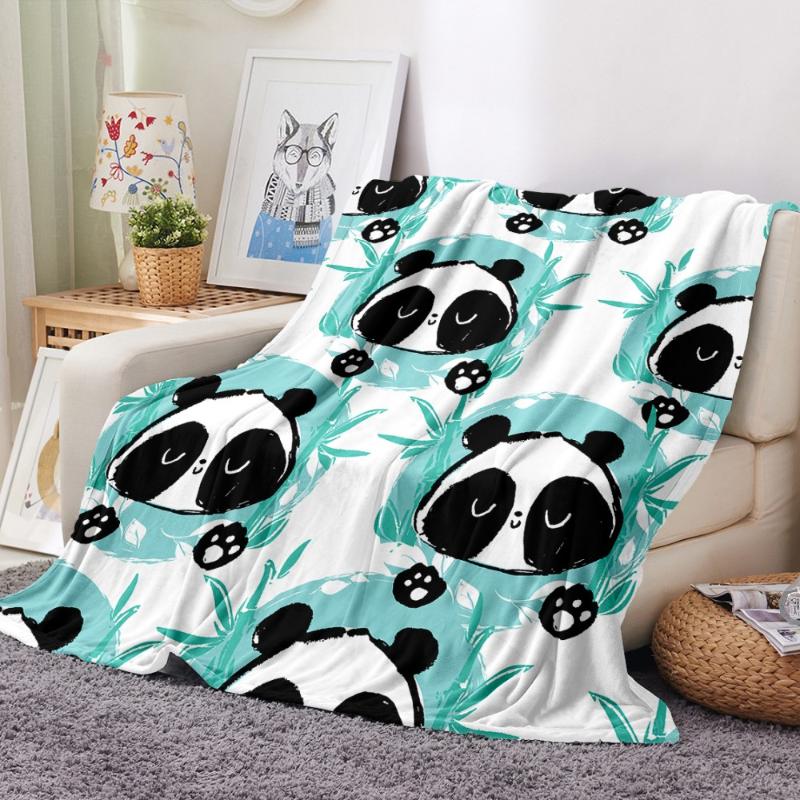 

Cartoon Panda Animals Flannel Blanket 3D Print Bamboo Plants Fleece Blanket For Bedroom Throw Nap Office