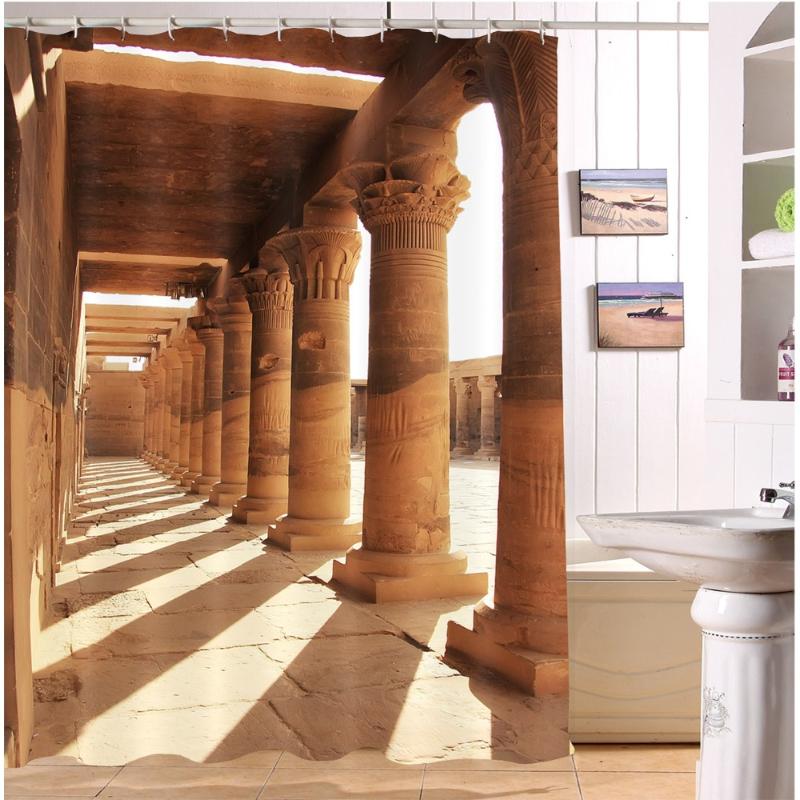 

72 inch Waterproof Shower Curtain Old Corridor Temple Lake Egypt Bathroom Curtains Fabric for Bathtub Home Decor