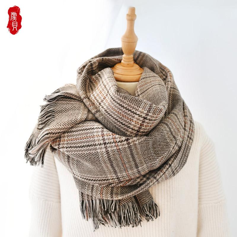 

Classic brown plaid wool Scarf women winter long scarves warm cape bandana shawl fashion chic luxury gift for lady girl