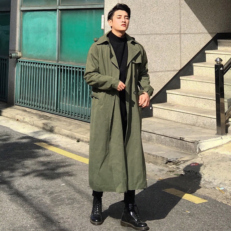 

2021 New Loose Crest Spring Long Knee-length Men Jacket of Men. M-!! PJU6, Black