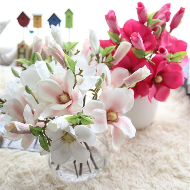 

1Pc Artificial Magnolia Flower Branch Bouquets Simulation Flower Branch Home Wedding Decoration Fake Flowers, Color 5