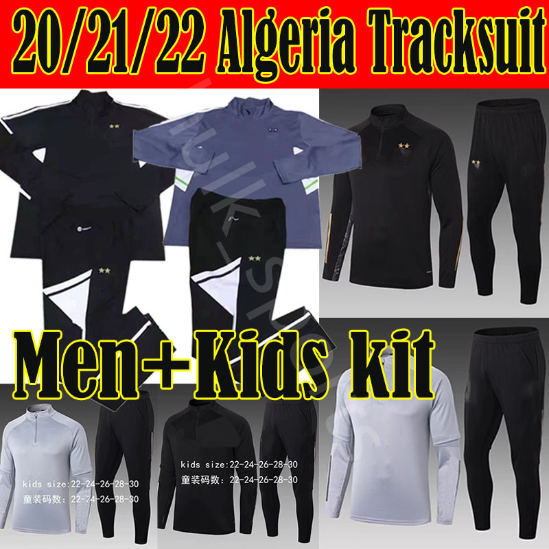 

2021 2022 Algeria adult Soccer Tracksuits Sets MAHREZ BOUNEDJAH FEGHOUL Survetement 21/22 maillot de foot Men+Kids training suit Jogging Hoodies Jackets uniforms