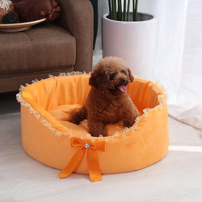 

Pet Dog Beds Lace Princess Cute Cat Cushion Bed with Pillow1, Blue