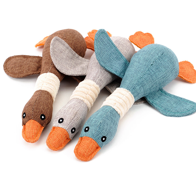

Lovely Cat dog toys Cat puppy pet chew toy animals geese plush Cartoon bite Linen cloth Wild goose squeak toy