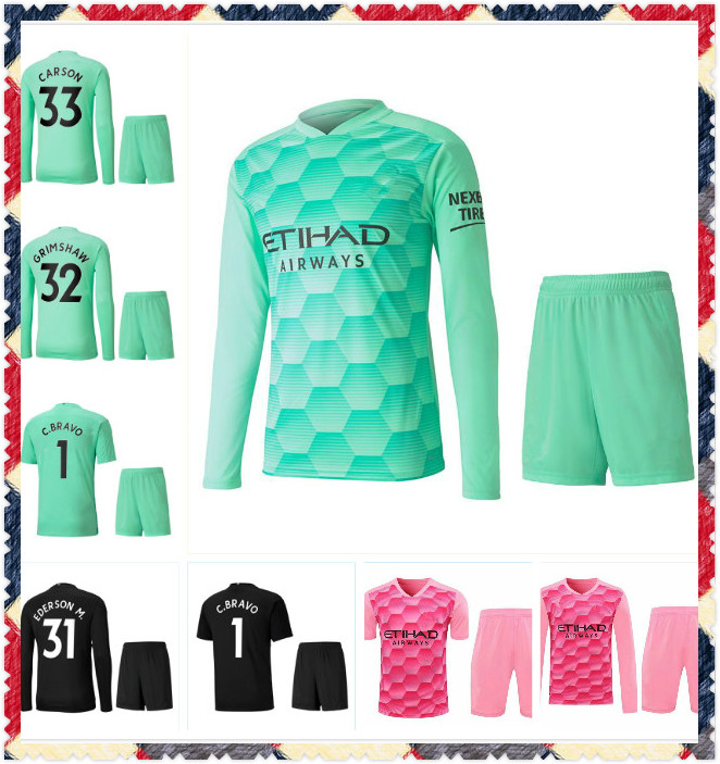 

Goalkeeper Full 2020 2021 MAN KUN AGUERO City 20 21 soccer jerseys SILVA maillot EDERSON M. football shirt GRIMSHAW Men kits Camiseta, Black;yellow