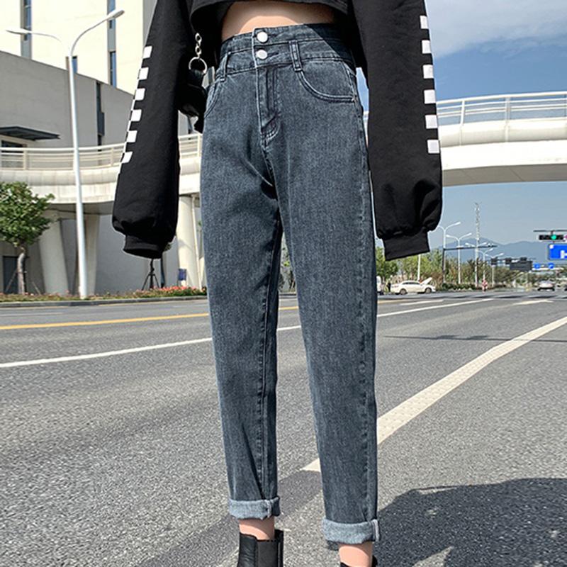 

2021 Women High Waist Retro Oversized Jeans Lady Students Plus Size 5XL Streetwear Loose Baggy Harem Pants Girls Denim Trousers, Black