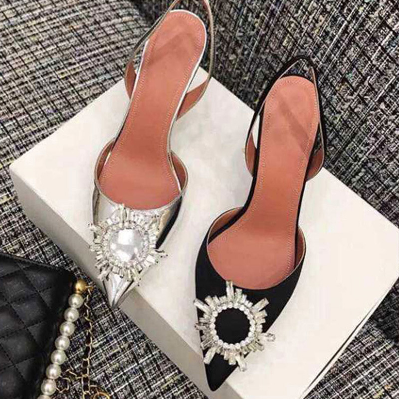 

Preto Mulher Senhora Prata Arco-ris Strass Cristal Sapatos Alto Bombas Estilingue Vestido De Casamento Sandlias Chinelos Salto Eha4, Black