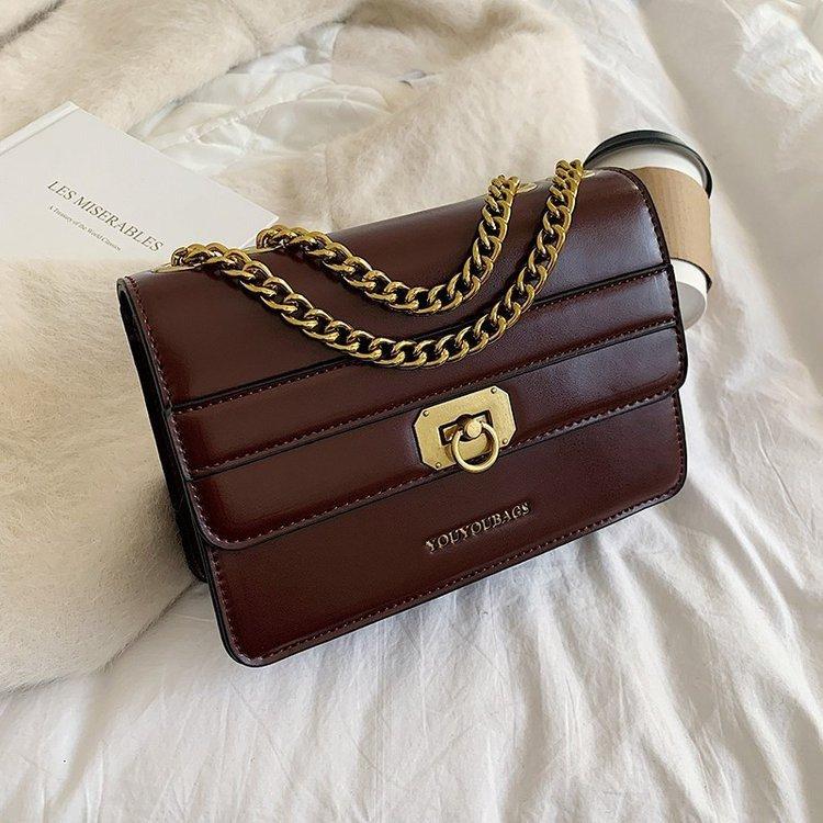 

Luxury Metal Lock Women Shoulder Bags 2021 Fashion Design Chains Crossbody Bag High Quality Leather Female Hand Bag and Purse, Black