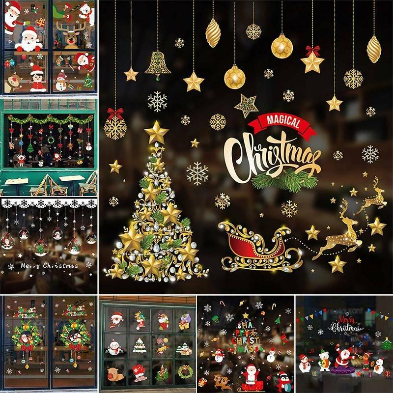 

Zollor Christmas Window Stickers Merry Christmas Decorations For Home Wall Sticker Kids Room Decals New Year Stickers