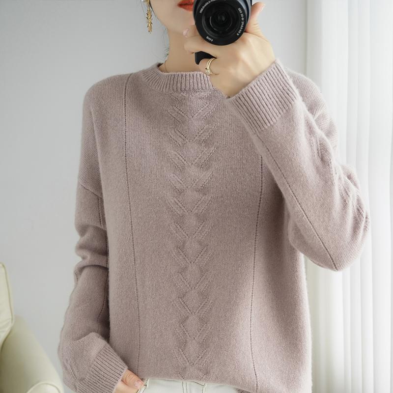 

Soft wool sweater women 2020 new pure wool round neck pullover sweater women loose fashion all-match bottoming shirt, Red