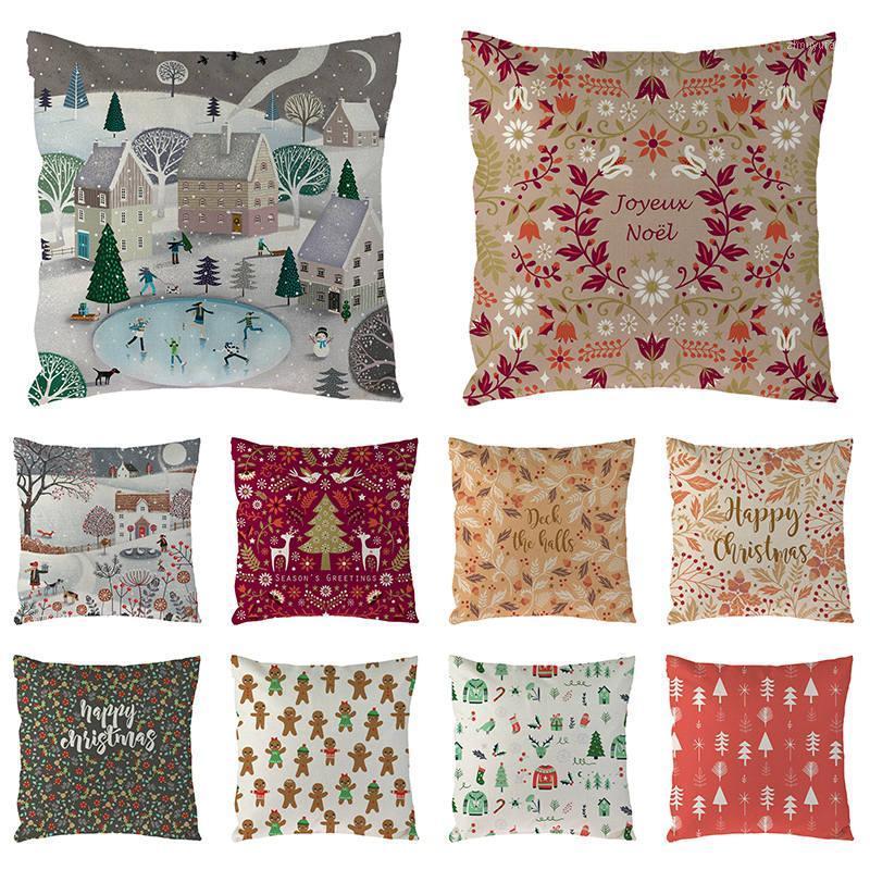 

Cushion/Decorative Pillow Christmas Deer Gifts Pattern Cotton Linen Throw Cushion Cover Car Home Sofa Decorative Pillowcase 45x45cm Decor 16