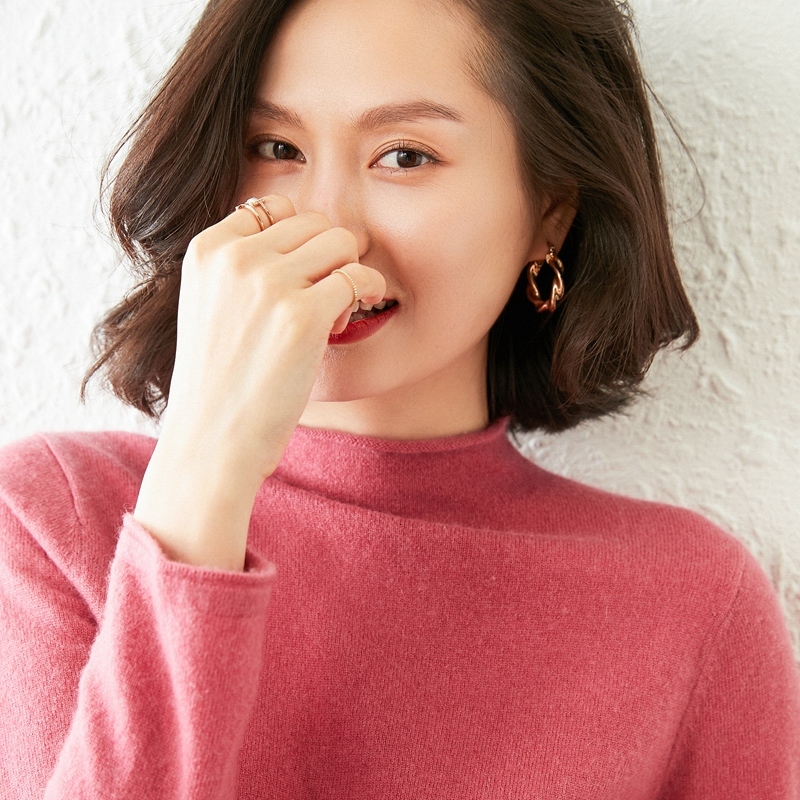 

2021 High quality New Ladies 100% Cashmere Sweater Senior Goat Oneck Long Pattern Female Jumpers Soft Tops ISPT, Dark red