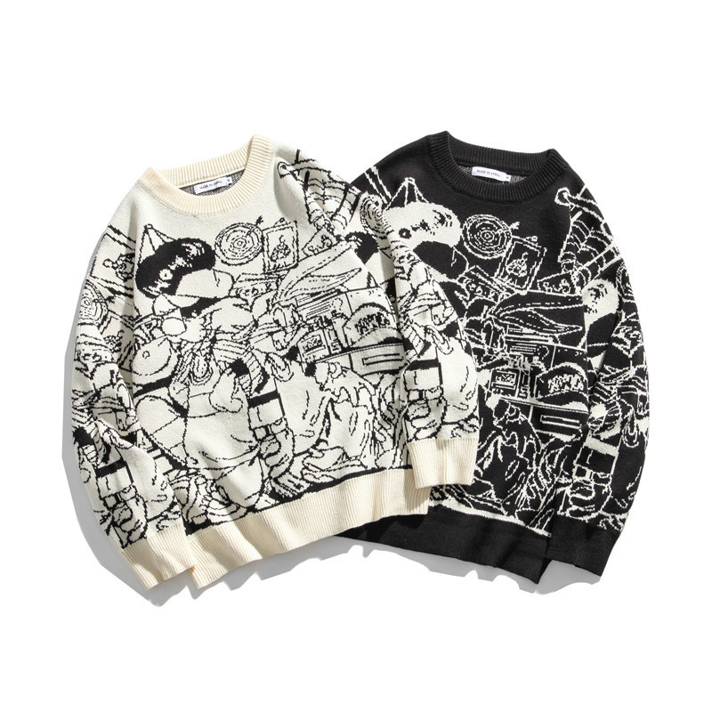 

2021 New Retro-style Japanese-style Fashion in Autumn Male Female Sweater Folk Nice Shirt XSKR, Beige