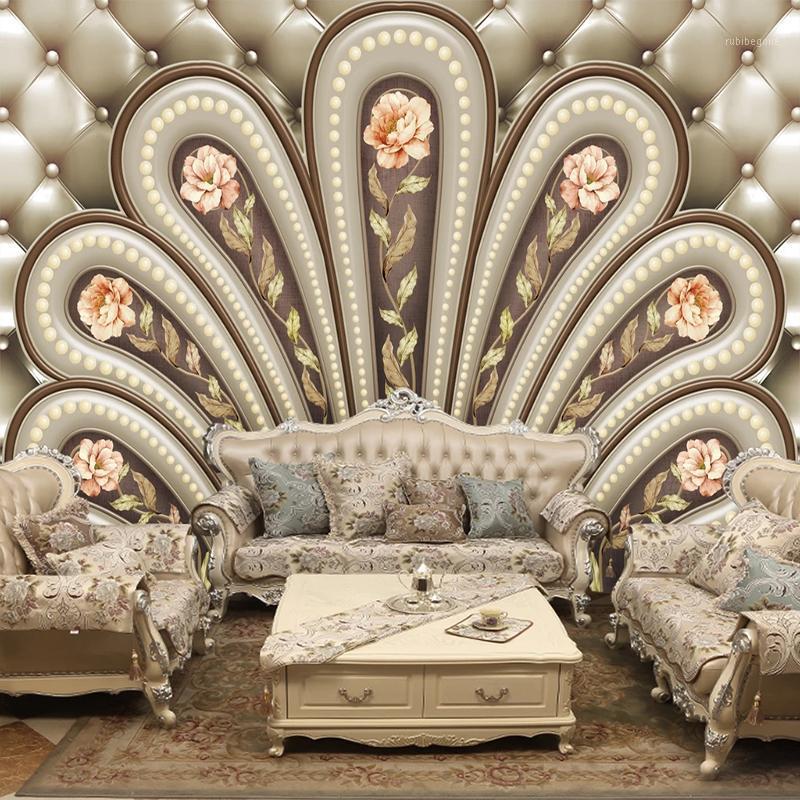 

Custom Mural Wallpaper European Style Art Soft Roll Fresco Living Room TV Sofa Bedroom Luxury Home Decor Papel De Parede Fresco1, As pic