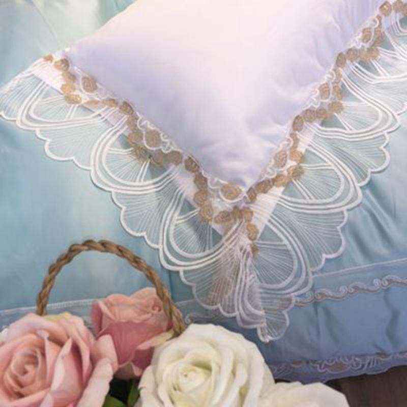 

New Arrival 200*230cm Embroidery Silk Luxury Lace Four-Piece Set White Romantic Gauze Sheet And Duvet Cover Pillowcase