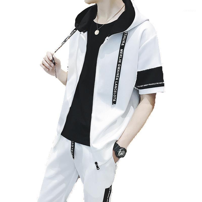 

Men's Tracksuits AmberHeard Summer Fashion Men Sweatsuit Set Short Sleeve Sporting Suit Hooded Sweatshirt+Shorts Tracksuit 2PC For Sportswea, Black