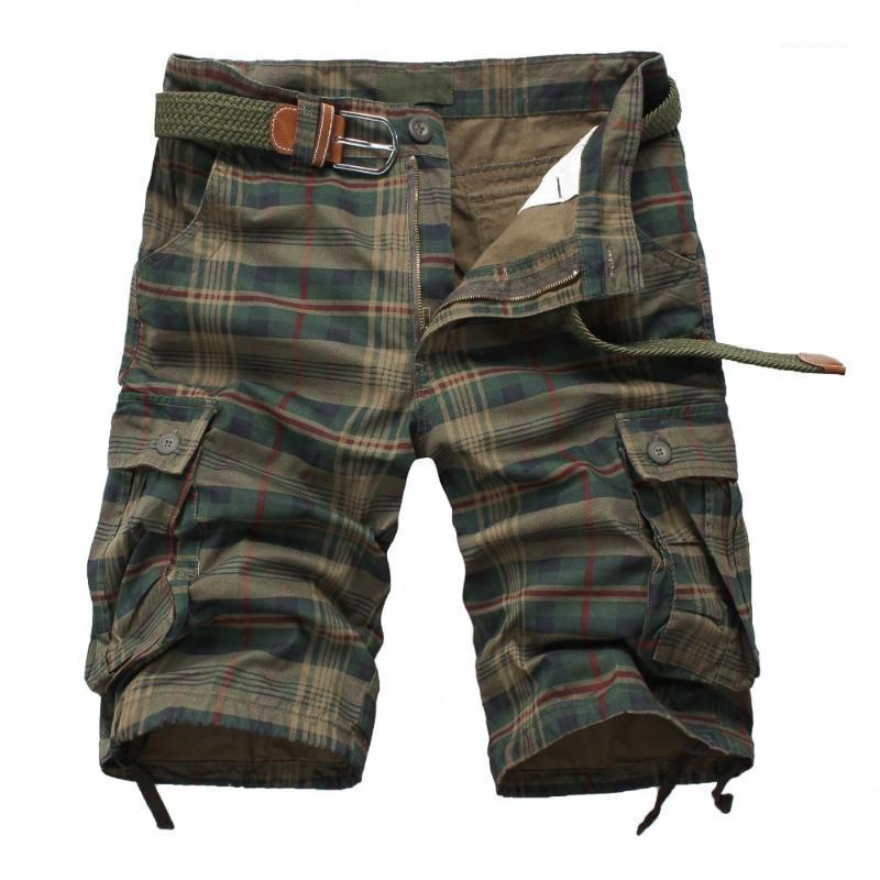 

High quality England style Summer Men's Army Cargo Work Casual Bermuda Plaid Shorts Men Fashion Classic Overall Match mma shorts1