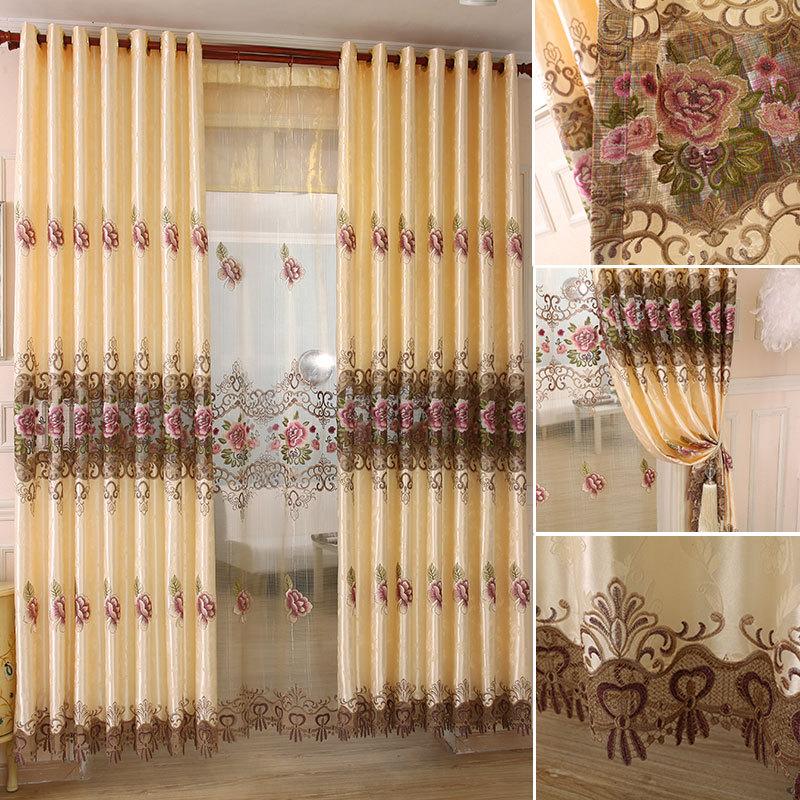 

Cheap Price European Curtains Embroidered Luxury Curtains for Living Room, Yellow