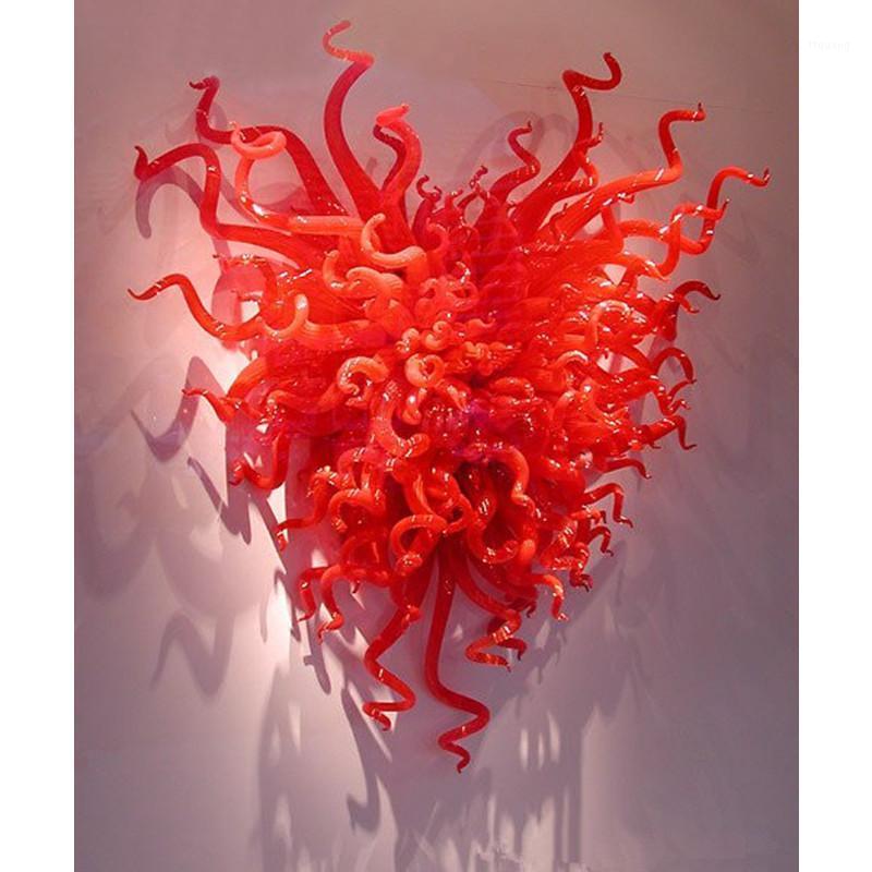 

LRW026-Free Shipping Pretty Red Murano Glass Light Up Wall Art1