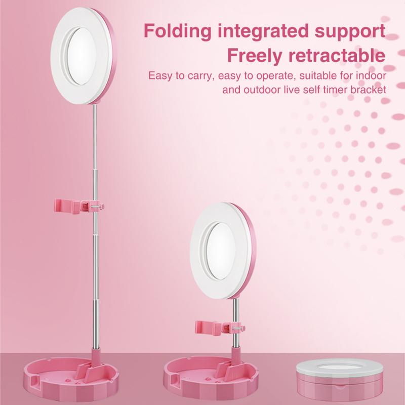

Ring Light Phone Holder Live Streaming Folding Photo Studio Selfie Professional Fill Adjustable Angle 8inch Self Shooting
