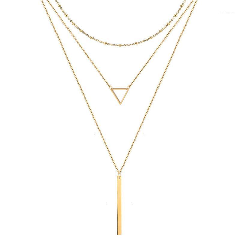 

Fashion Multi Layer Geometry Pendants Necklaces For Women Gold Color Stainless Steel Choker Necklace New Design Jewelry Gift1