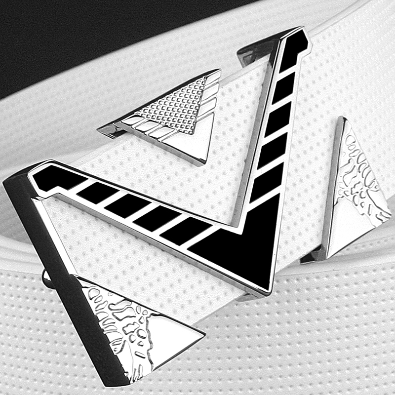 

High Quality V letter buckle golden buckle belt men fashion Personality buckle luxury strap genuine leather white ceinture homme 201120, Black