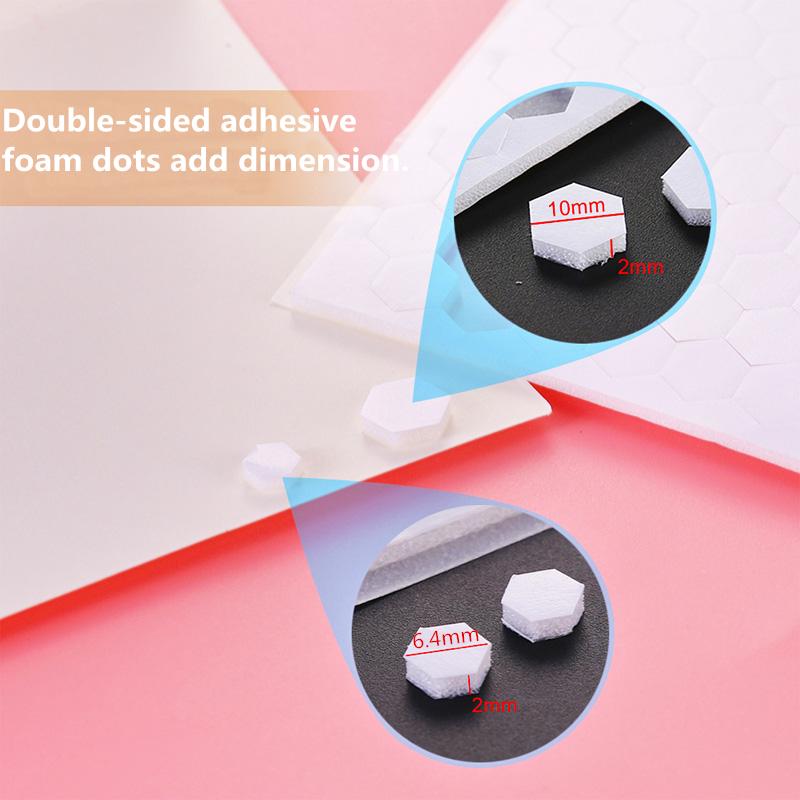 

2mm Thickness Double-Sided Adhesive Foam Dots To Craft Projects Hexagon for Diy Scrapbooking Card Making On Cardstock and Paper