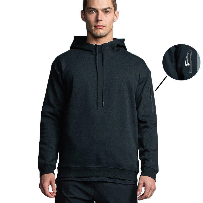 

Oversize algodo hoodie moletom preto 2020 fone de ouvido com capuz hoodies para homens manga longa slido causal roupas presente natal, Black