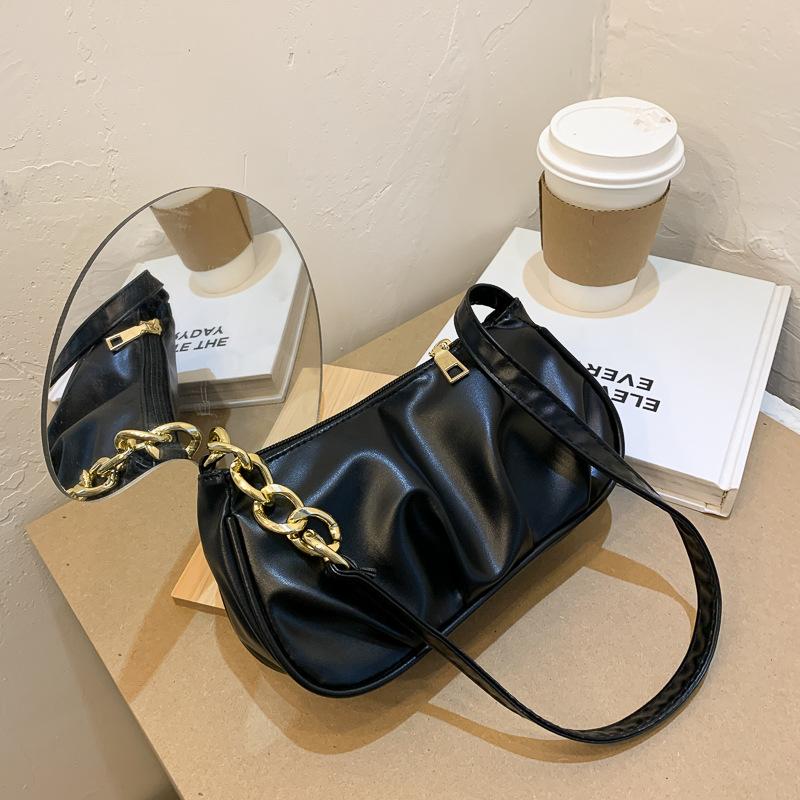 

New 2021 Fashion Luxury Women PU Leather Handbag Vintage Female Soft Underarm Shopping Bag Shoulder Cross Body Bags for Girls, Black