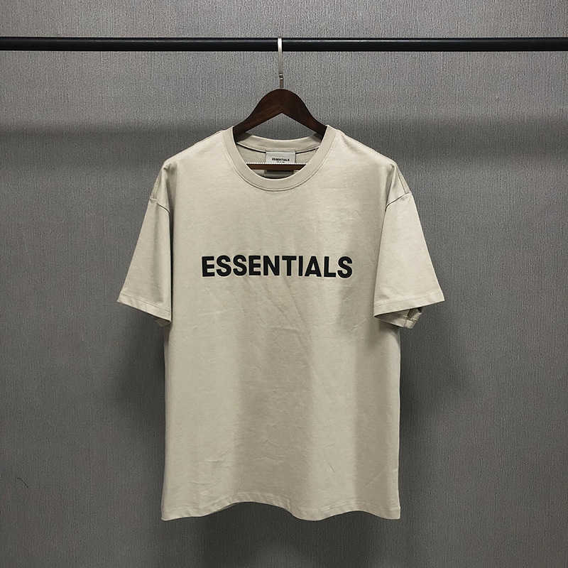 

2021 Summer Fashion Mens Essentials FG T Shirt Designer Tshirts Men and Women Short Sleeve Top Tees Shirts High Street Casual Clothes, Beige