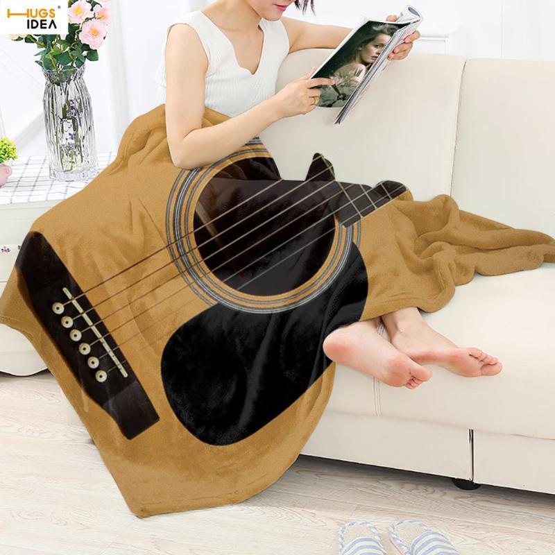 

HUGSIDEA 3D Guitar Print Sherpa Blanket On Bed Sofa Art Musical Instrument Throw Blanket Music Lover Decor Bedspread Adult Kids1