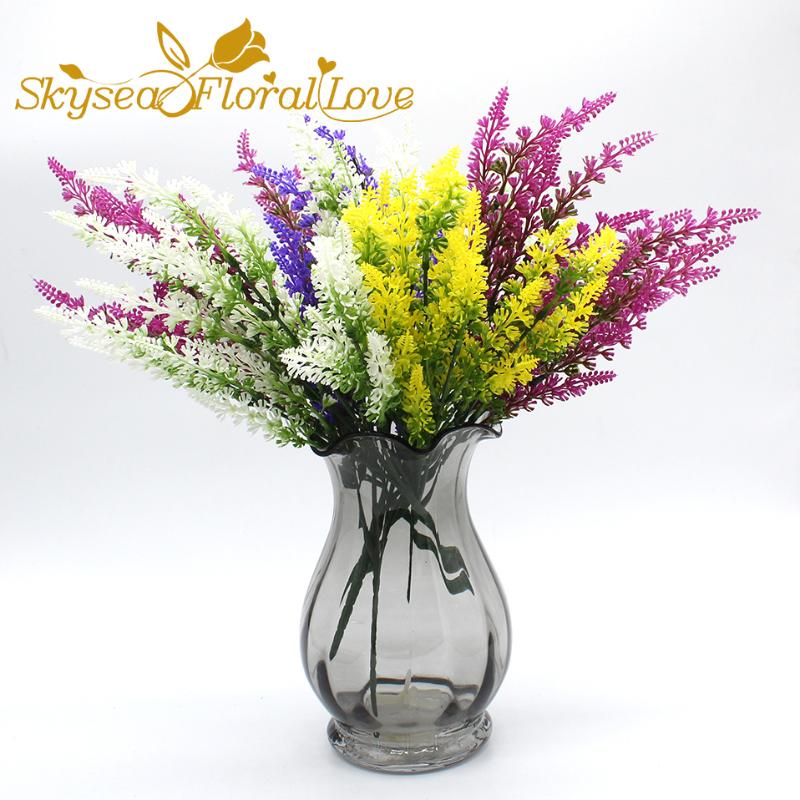 

Artificial flower lavender cheap plastic flower cheap fake flowers home decor wedding party decoration, White