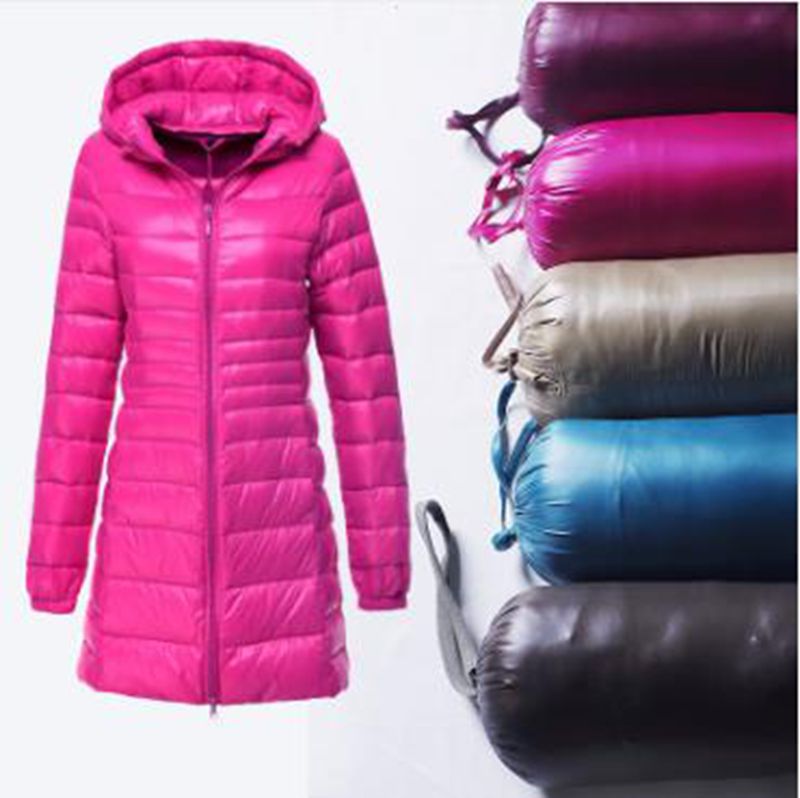 

Wholesale fashion cross-border women's clothing autumn and winter mid-length lightweight slim hooded down jacket S-6XL, Maroon