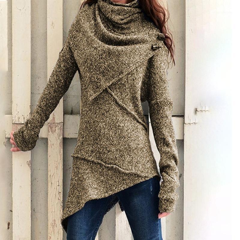 

Women New Sweater Autumn Winter Warm Outwear Casual Long Sleeve Knit Turtle Neck Irregular Hem Large Size Pullover Sweater1, E720946