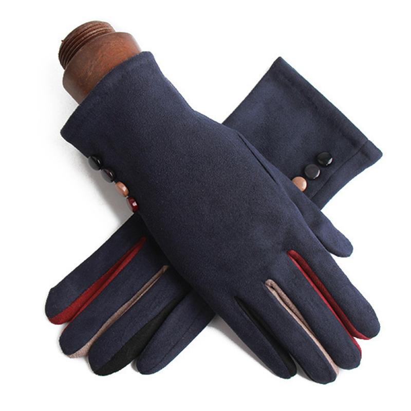 

Five Fingers Gloves 1 Pair Fashion Winter Thick Warm Touch Screen Women Suede Cycling Soft Ladies