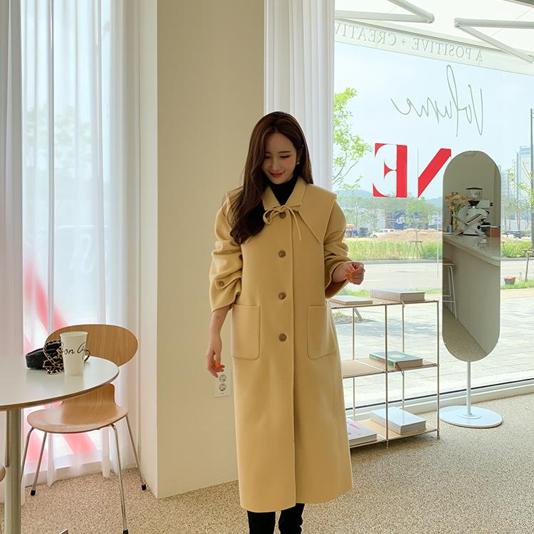 

temperament commuting medium long double faced cashmere coat straight tube detachable Lapel women' pure wool coat, See chart