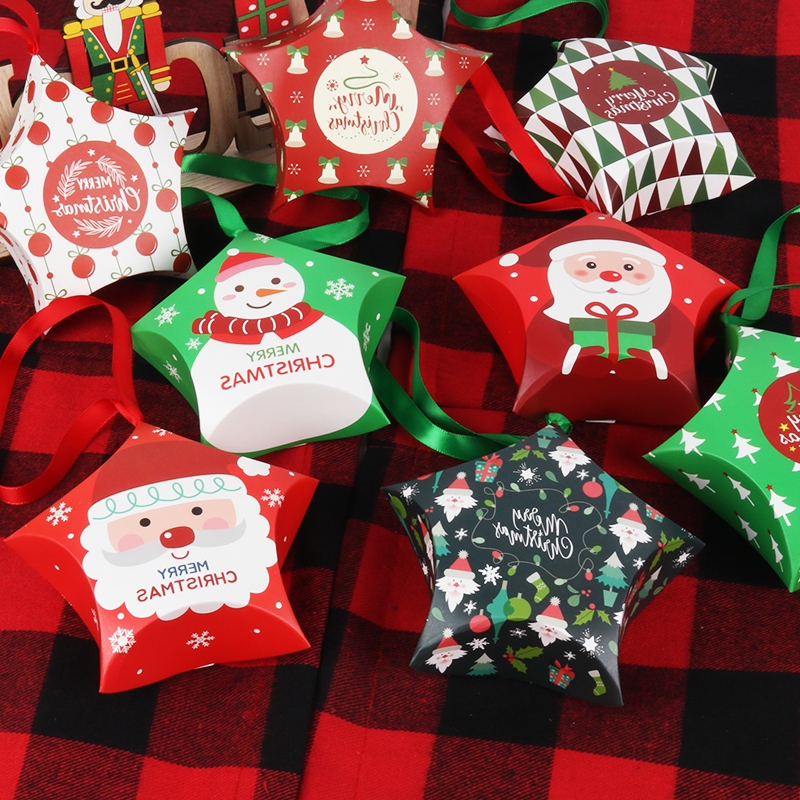 

Christmas Gift Boxes Santa Claus Candy Box Star Shape Merry Christmas Boxes Bags for Home New Year Xmas Decor Kids Gifts Wholesale