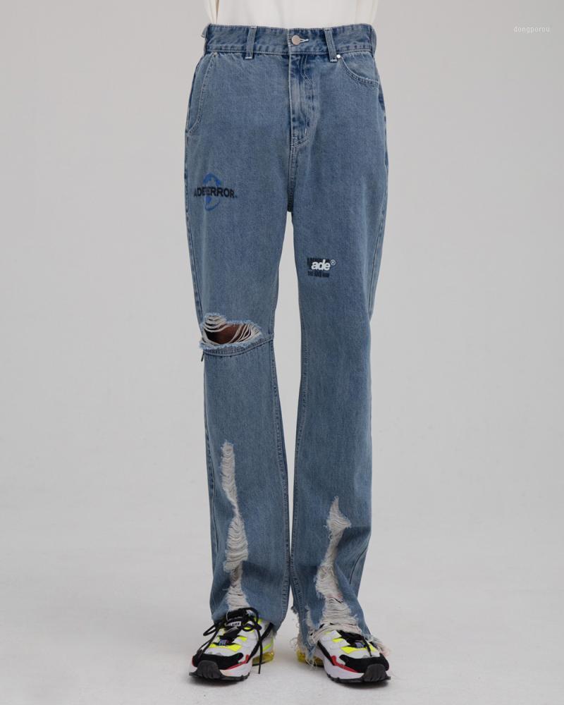 

Damage Hole Graffiti Embroidery Adererror Jean Men Hip-Hop Damage Hole Distressed Adererror Denim Best Quality Stitching1